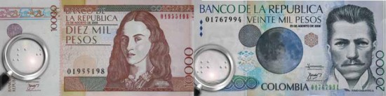 Billetes 20 mil y 10 mil