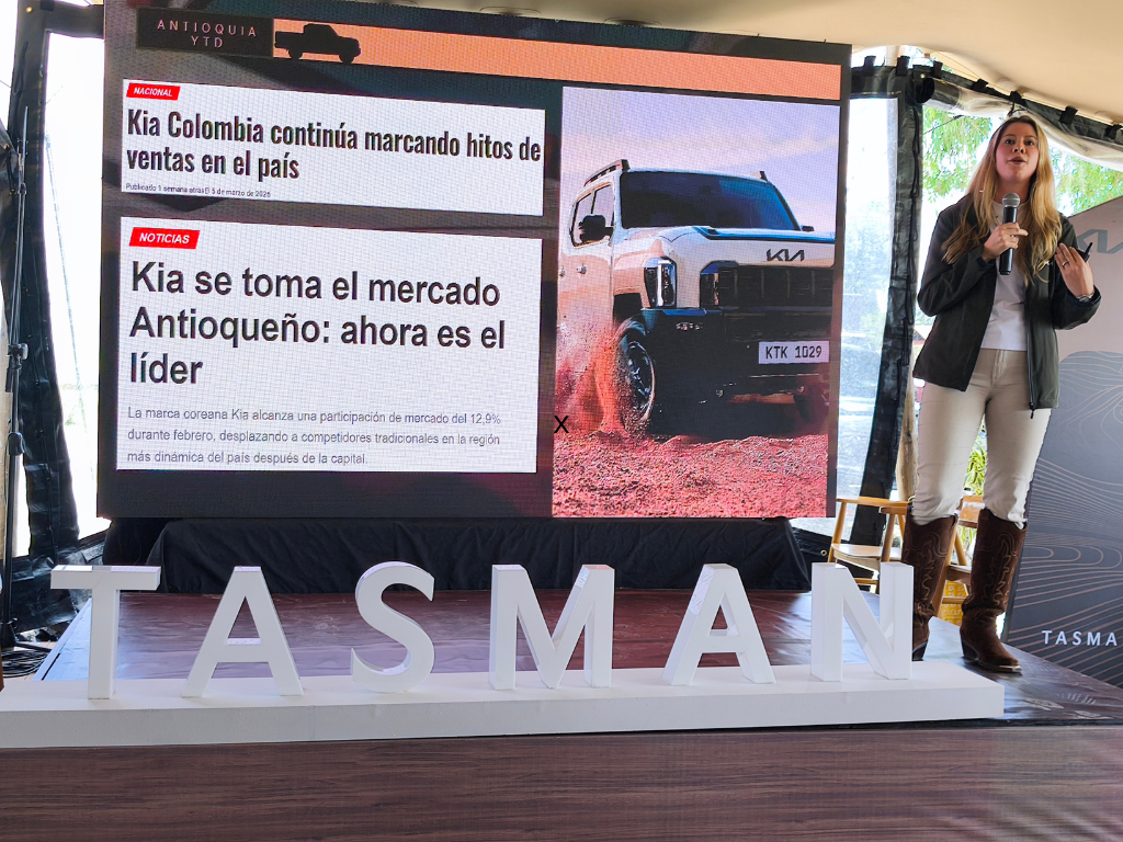 Foto: ABC Economía. Kia Colombia lanza la pista off-road Kia Scrum en Medellín. Pruebe la nueva Tasman, la pick-up con 80cm de vadeo, y gane bonos de $500.000.