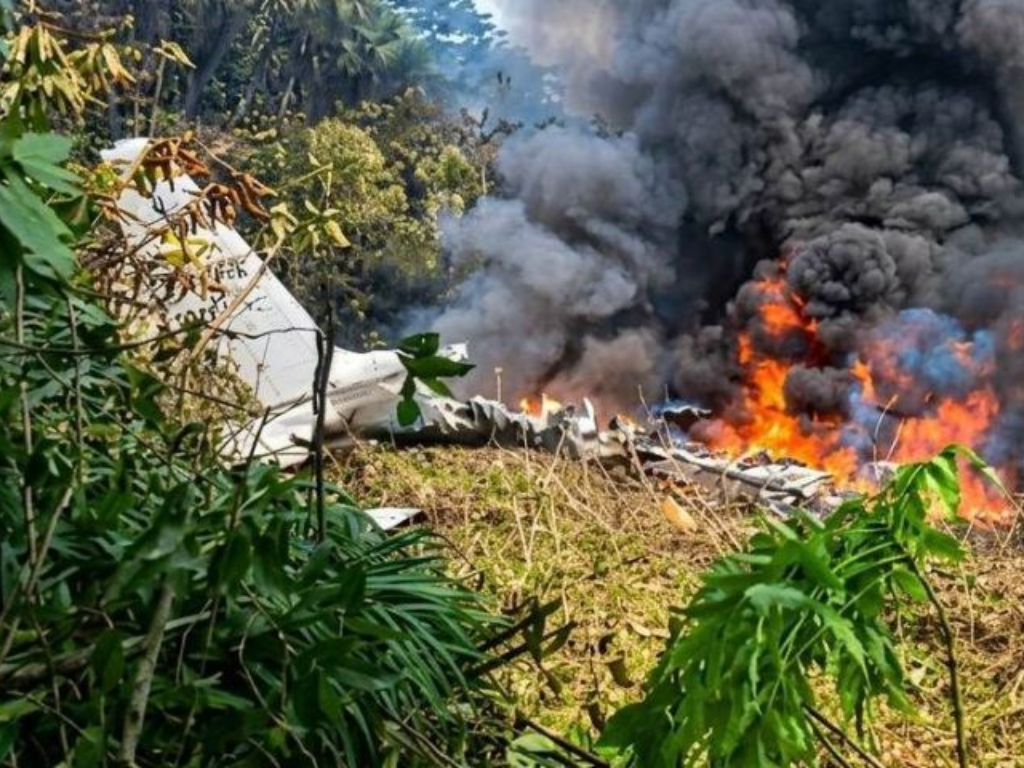 Foto: Cortesía. Un avión Hércules de la Fuerza Aérea Colombiana, FAC, se accidentó en Puerto Leguízamo, Putumayo, con 125 soldados.