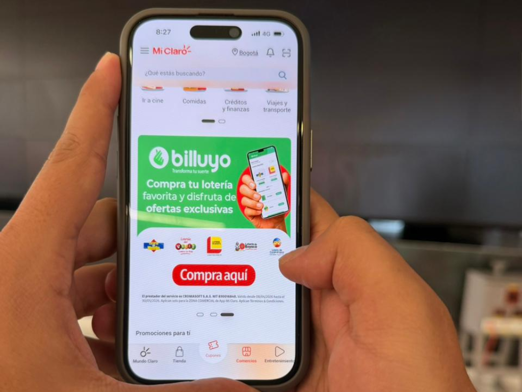 Foto: Claro. Ahora puedes comprar la Lotería de Medellín, Bogotá y más desde la App Mi Claro con Billuyo. Proceso digital, seguro y con aporte a la salud.