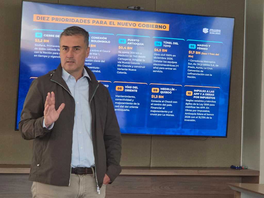 Foto: Juan Carlos Santamaría. La CCI establece la agenda de infraestructura en Antioquia. El gremio pide destrabar el Túnel del Toyo, el Metro de la 80 y la Ley de APPs.