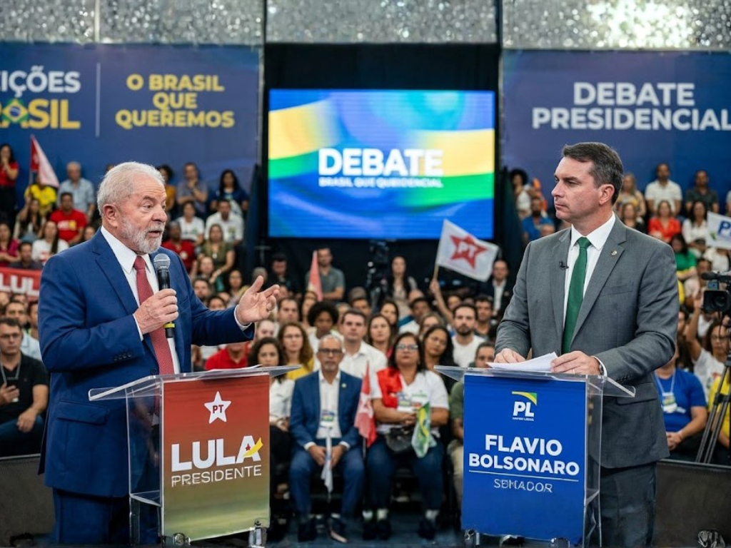 Foto: Gemini. La campaña presidencial en Brasil se intensifica tras el escándalo en el Supremo Tribunal Federal entre el presidente Lula da Silva y el senador Flávio Bolsonaro.