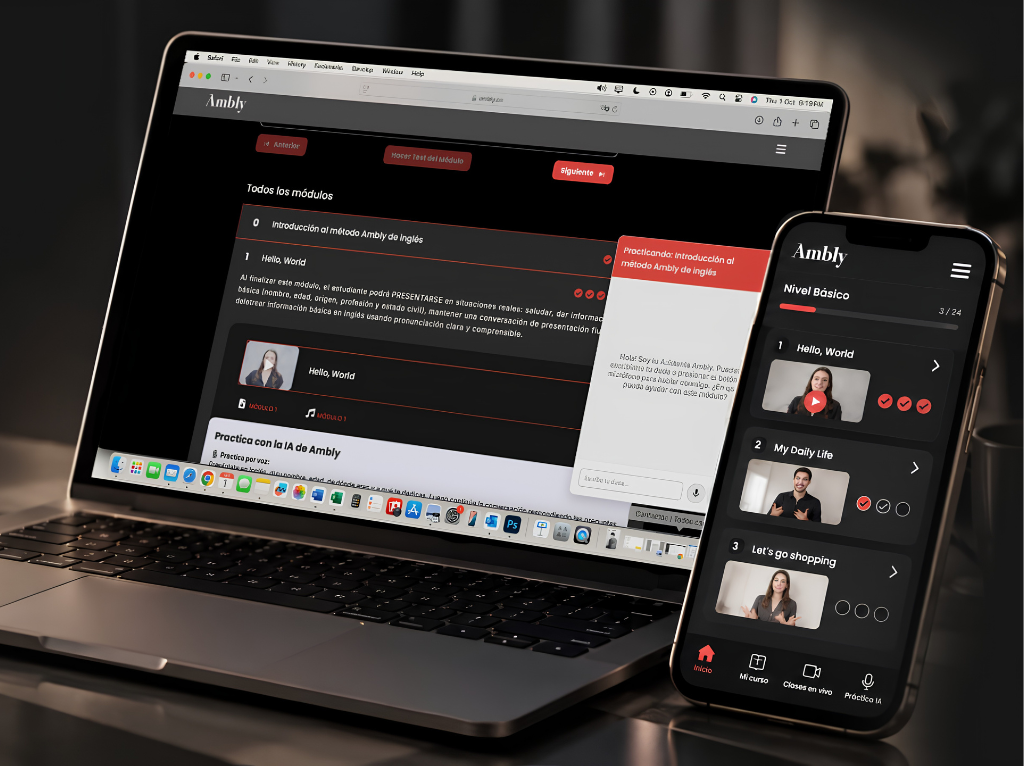 Foto: Ambly. La edtech colombiana Ambly permite aprender inglés con inteligencia artificial y profesores en vivo para romper el miedo a hablar.